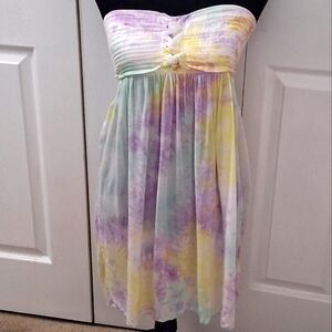 Tiare Hawaii Strapless Pastel Tie Dye Dress   Size    OSFA